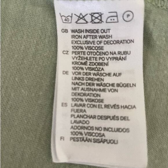 H&M Top Women Small Green Decorative Neckline SleevelessTunic Pullover Side Slit - Picture 10 of 11